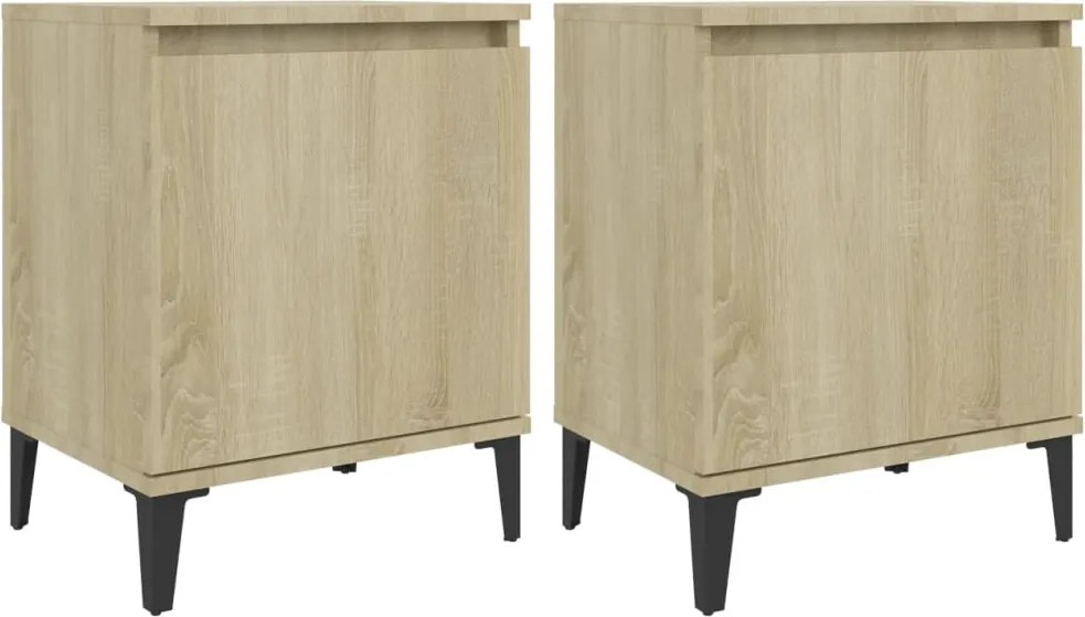 vidaXL Noptiere cu picioare metal, stejar sonoma, 40x30x50 cm