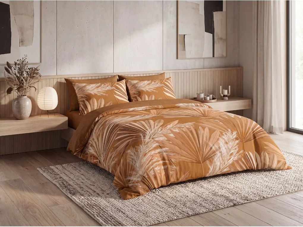 Lenjerie de pat din satin de bumbac ZANZI maro Dimensiune lenjerie de pat: 2 buc 60 x 70 cm | 200 x 200 cm