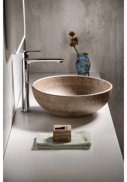 Sapho - Lavoar pentru blat PRIORI Ø 41 cm, ceramică/maro