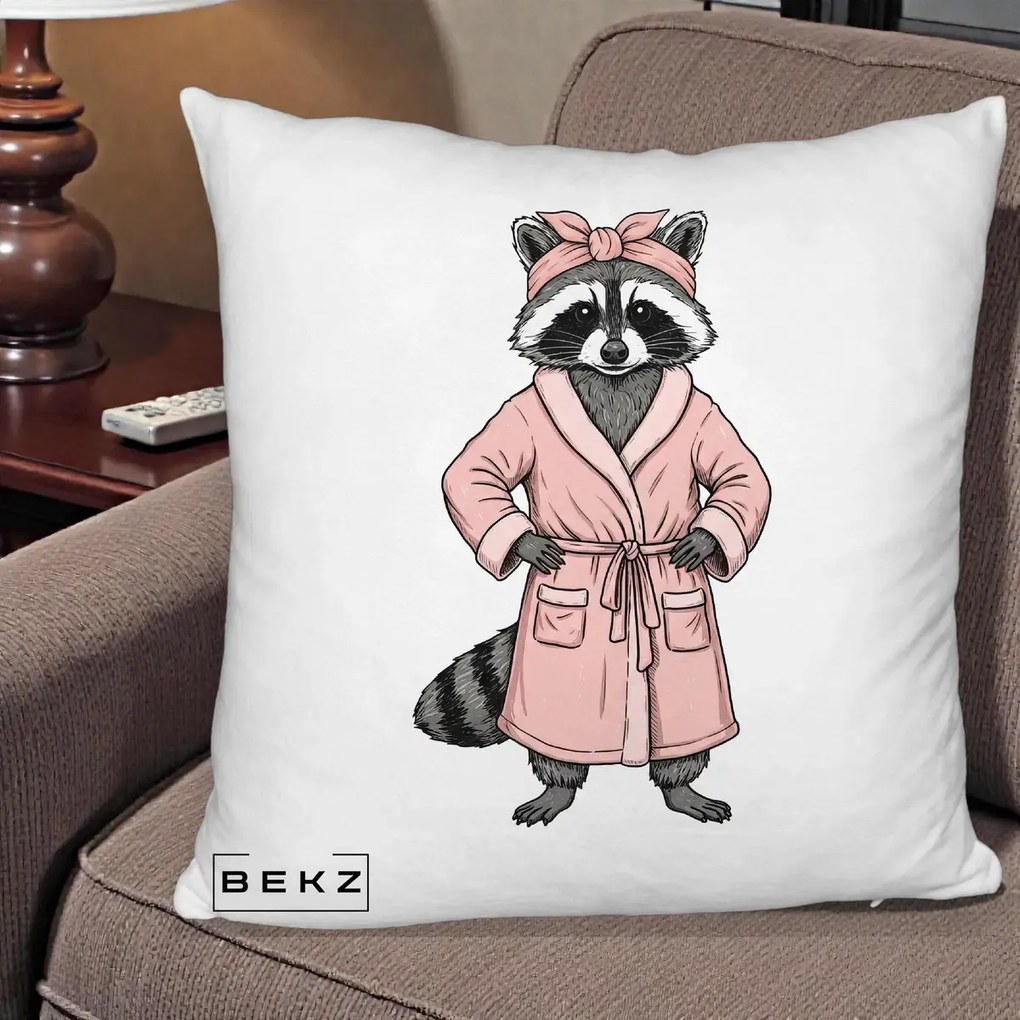 Perna Decorativa Albinuta Kawaii Vesela, 40x40 cm, Alb Pufos, Husa Detasabila, Perna Inclusa, BEKZ®