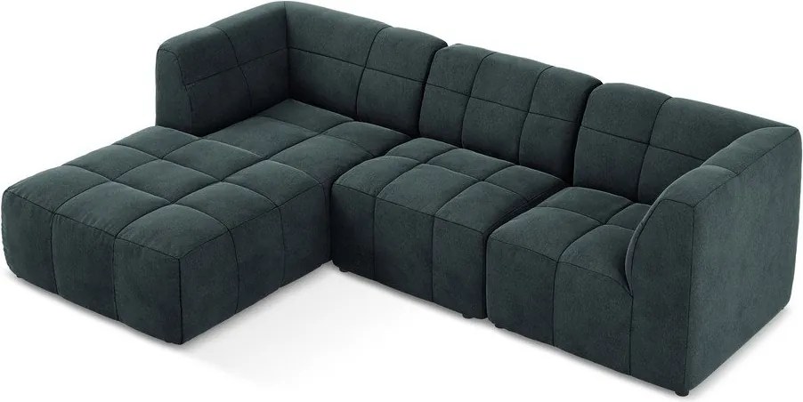 Colțar albastru cu tapițerie din catifea (cu colț pe partea stângă/cu șezlong) Aloha – Makamii