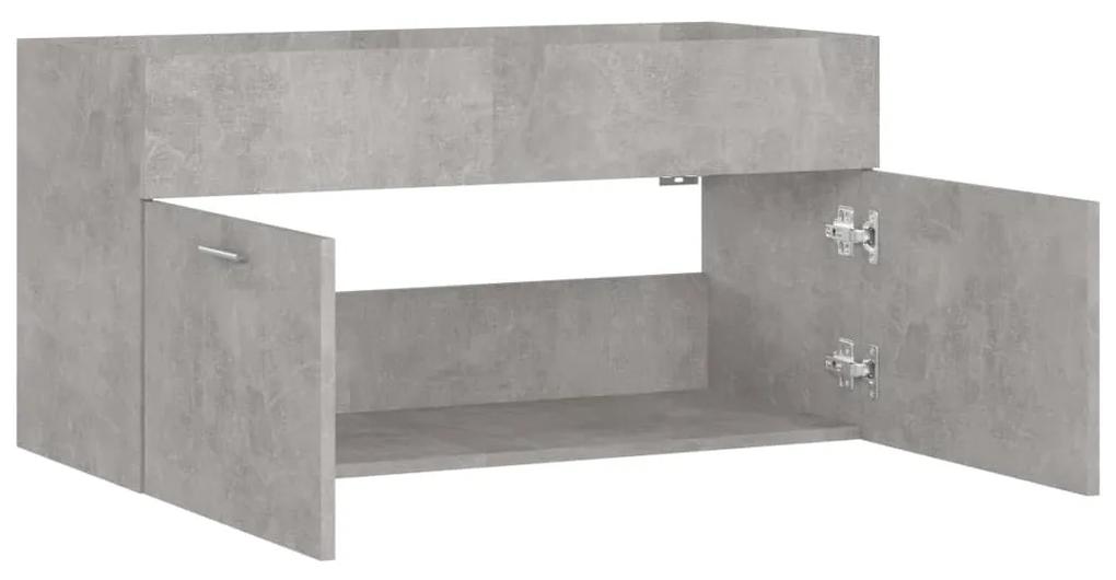 Dulap de chiuveta, gri beton, 90x38,5x46 cm, PAL Gri beton, Dulap pentru chiuveta, 1