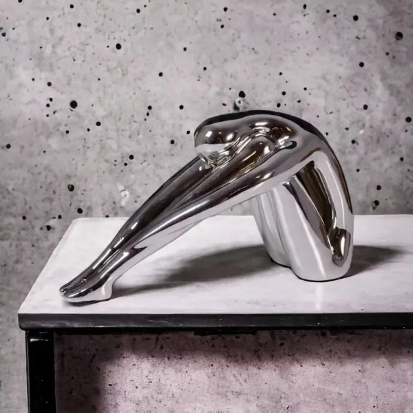 Decorațiune de masă din rășină cu finisaj crom lucios, 31x21x17 cm