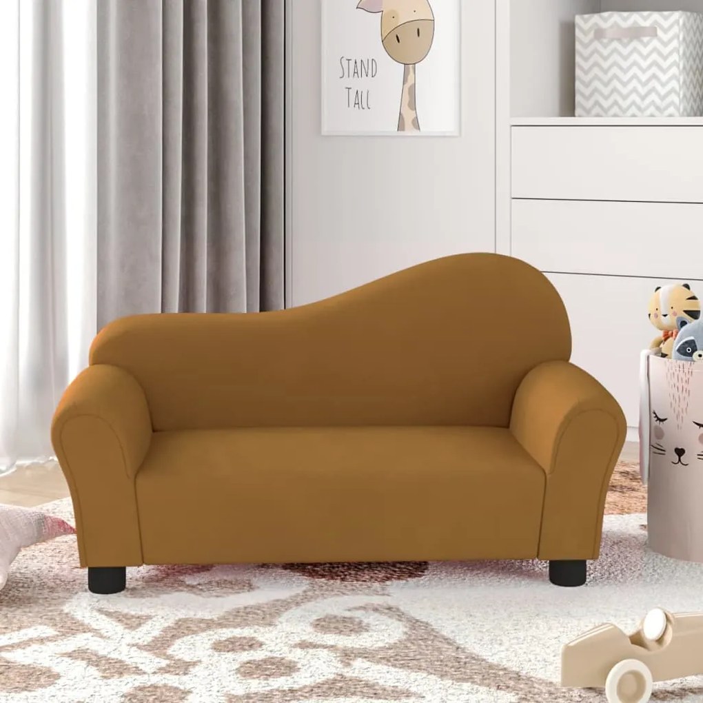 344164 vidaXL Canapea pentru copii, maro, catifea