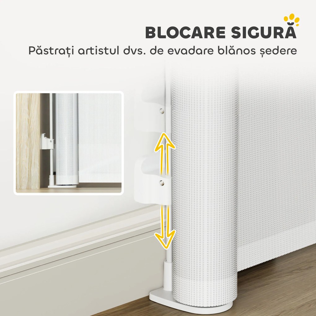 Poartă Retractabilă PawHut 140cm Albă | Aosom Romania