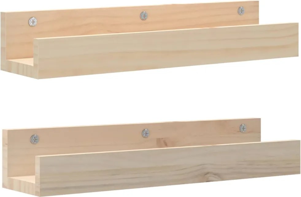 vidaXL Rafturi de perete, 2 buc., 50x12x9 cm, lemn masiv de pin