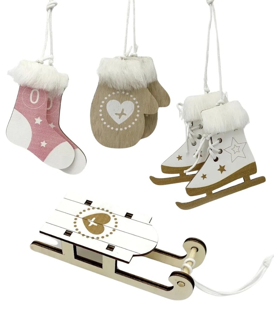 Set decoratiuni suspendate de Craciun NORDIC MOMENTS 6 buc roz