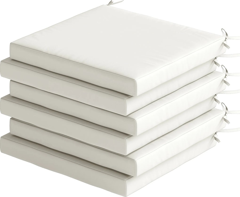 Outsunny Set de Perne pentru Scaune de Dining 46x42x7 cm 6 Bucăți cu Husă Lavabilă și Șnururi, Impermeabile și Anti-UV Crem | Aosom Romania