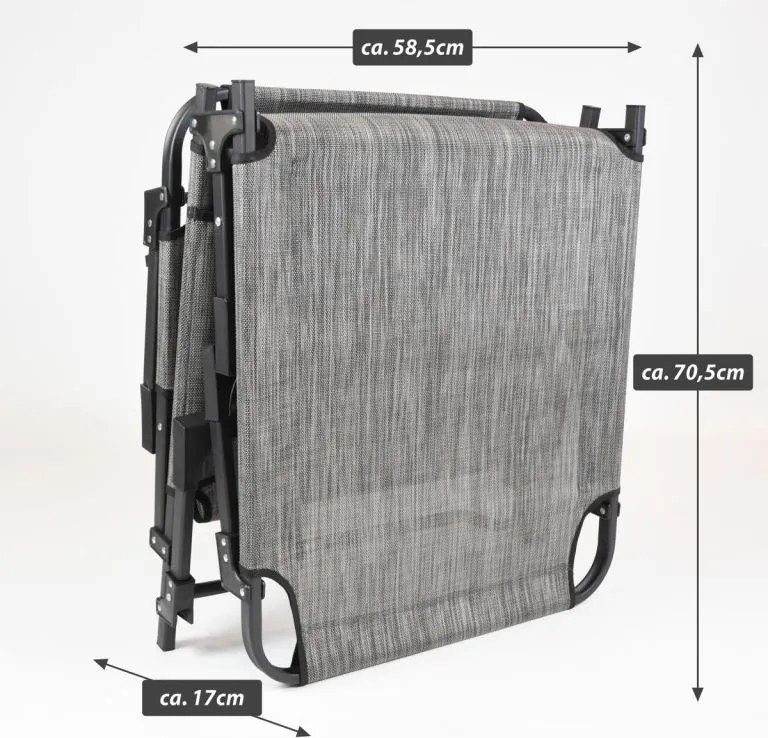 Șezlong pliabil, gri, 189,5 x 58,5 x 33,5 cm