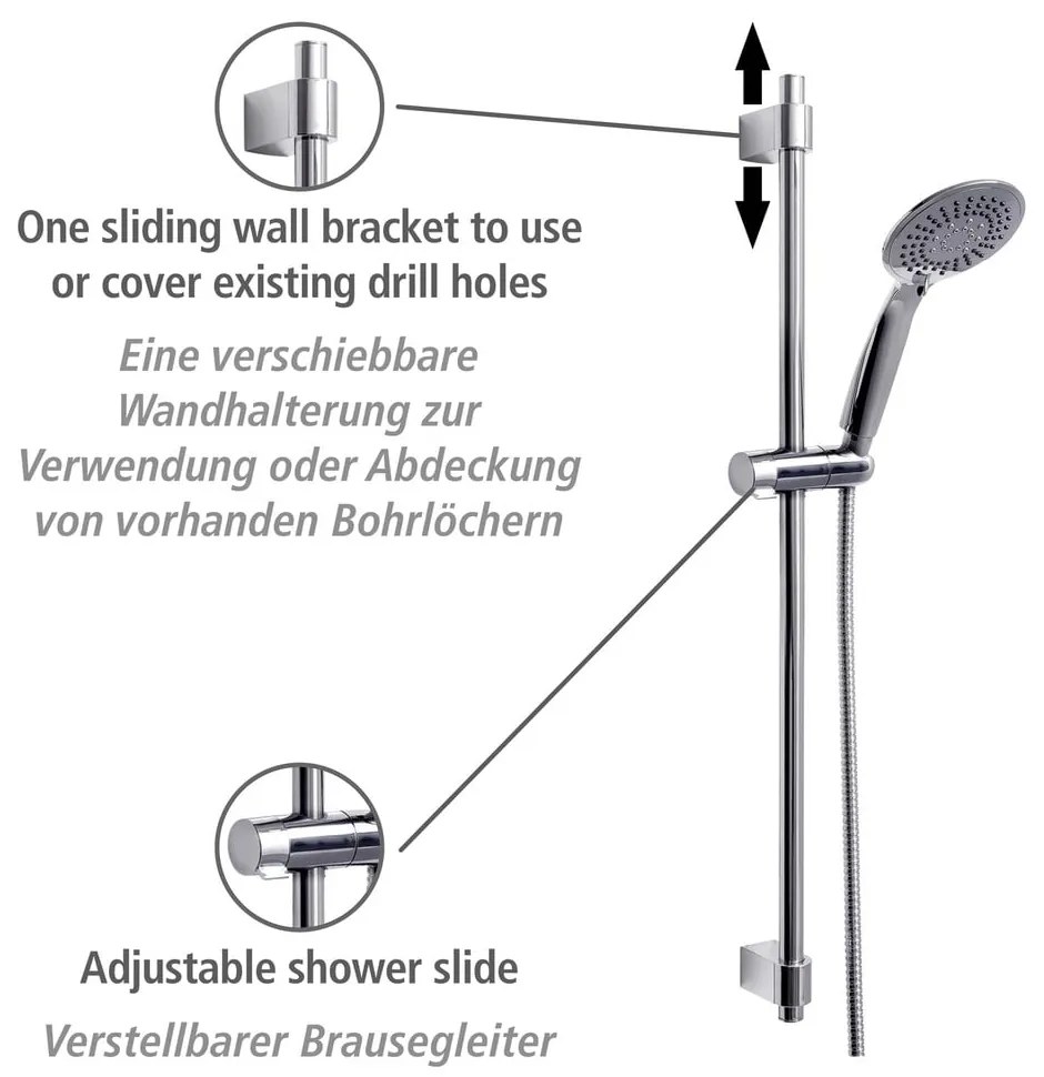 Set de duș argintiu lucios din oțel inoxidabil 66 cm Young – Wenko