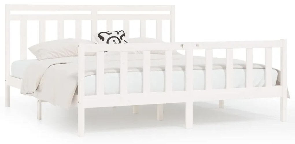 3107049 vidaXL Cadru de pat, alb, 200x200 cm, lemn masiv de pin