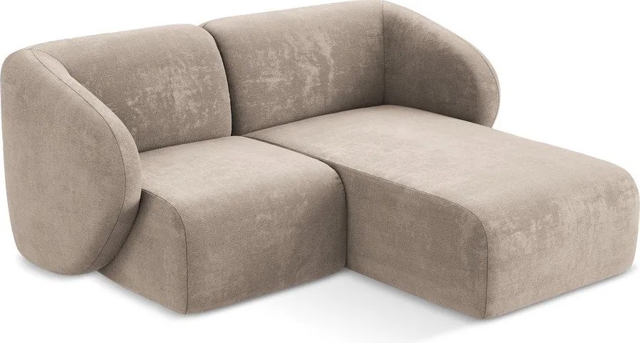 Colțar maro deschis cu tapițerie din chenille (cu colț pe partea dreaptă/cu șezlong) Lani – Makamii