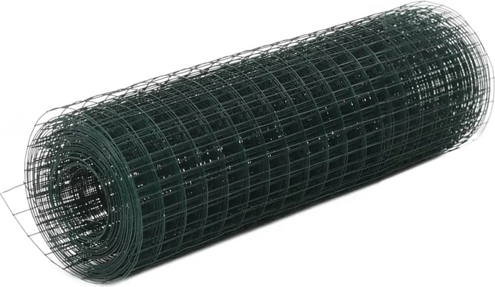 vidaXL Plasă de sârmă găini, verde, 10 x 0,5 m, oțel cu înveliș PVC