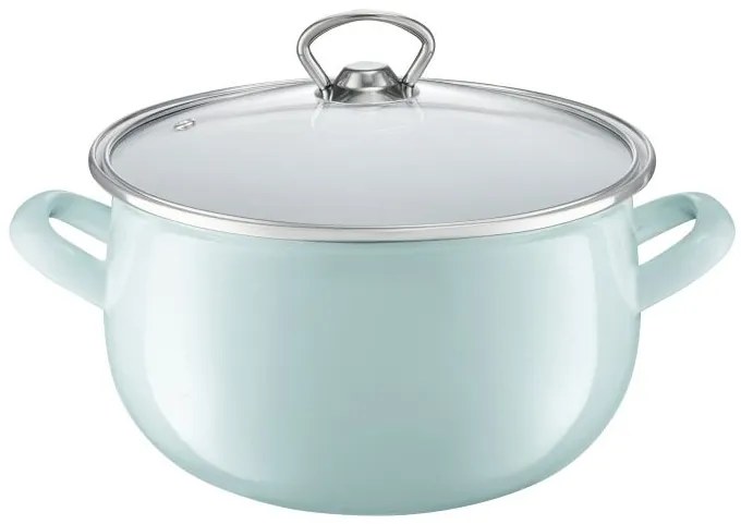 Oala Email cu capac 16 cm, 2.2L Menta Garden