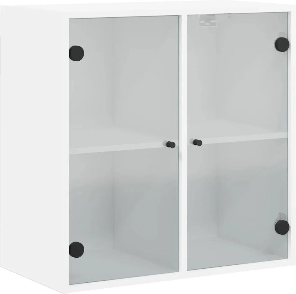 vidaXL Dulap de perete cu uși din sticlă, alb, 68x37x68,5 cm