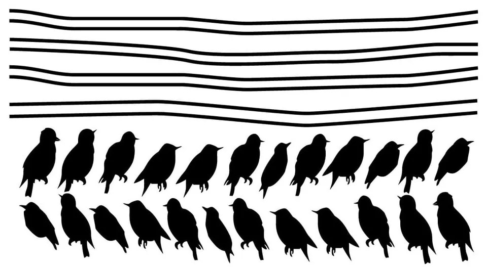 Set autocolante de perete Ambiance Starlings On Cable