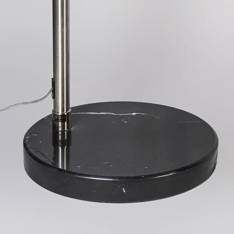 Lampă cu arc din oțel cu abajur din stofă albă 45 cm - XXL