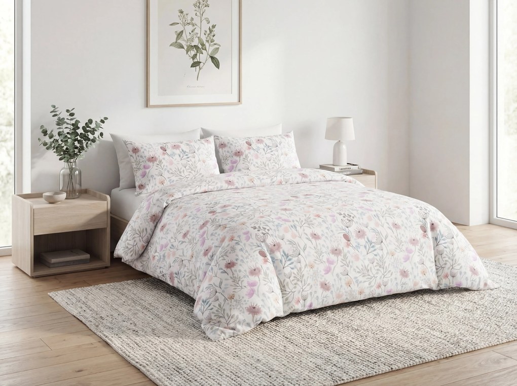 Lenjerie de pat din bumbac Renforcé FLORENO albă Dimensiune lenjerie de pat: 2 buc 70 x 90 cm | 200 x 220 cm