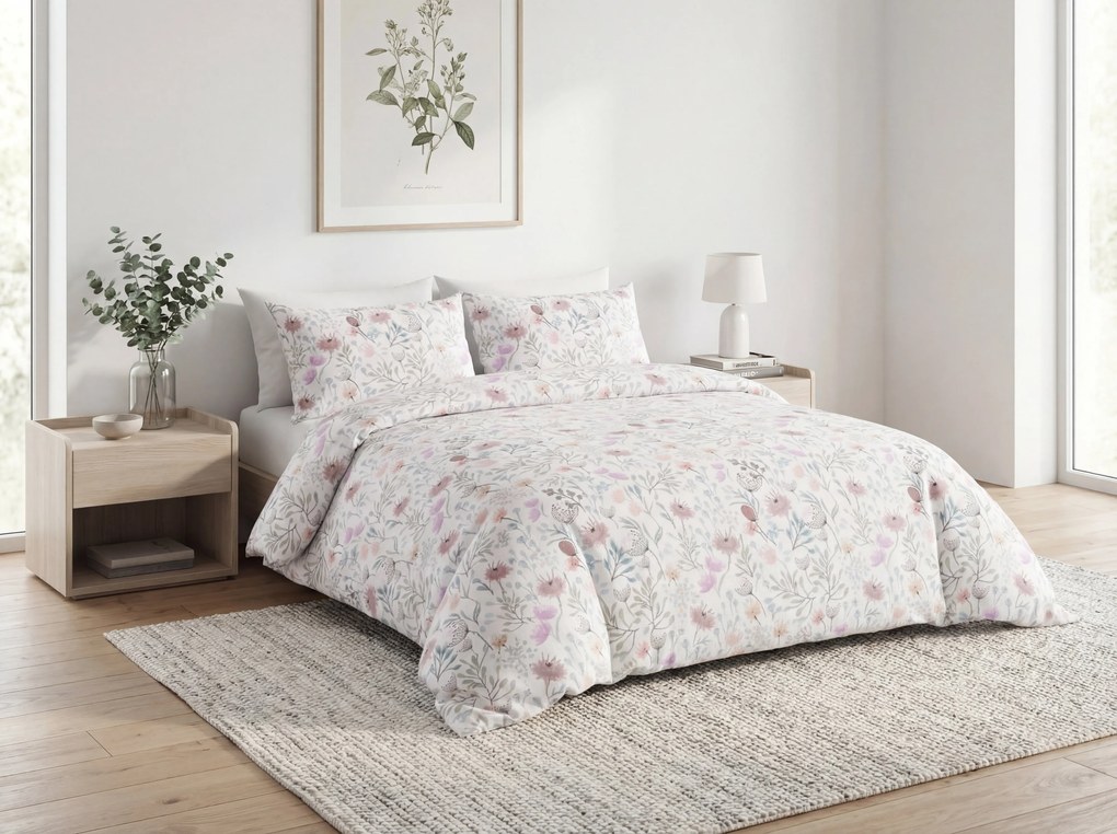 Lenjerie de pat din bumbac Renforcé FLORENO albă Dimensiune lenjerie de pat: 70 x 90 cm | 140 x 220 cm