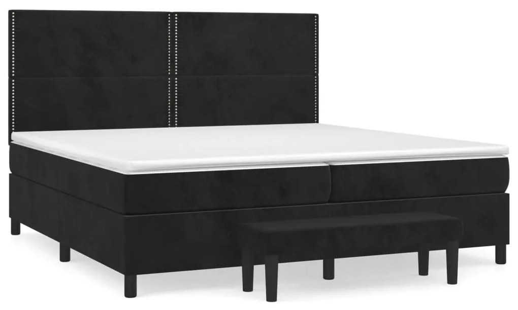 3137805 vidaXL Pat box spring cu saltea, negru, 200x200 cm, catifea