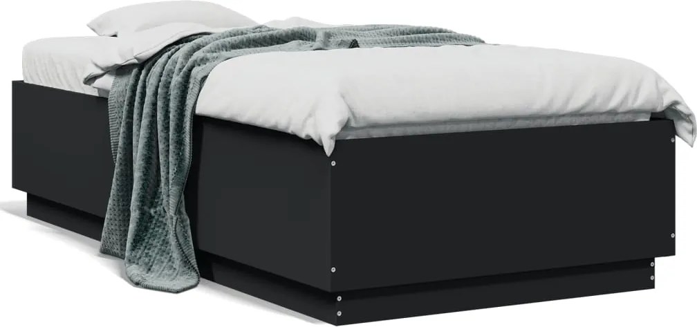 vidaXL Cadru de pat, negru, 90x190 cm, lemn prelucrat