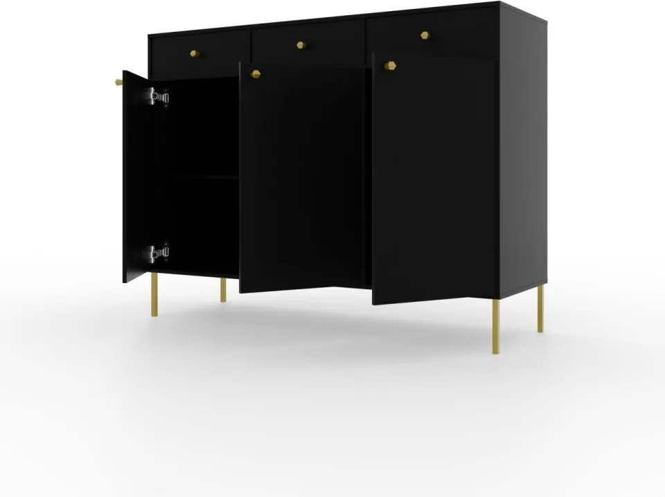 Comodă cu trei usi si trei sertare. 124x41x95cm, Tili System, ADRK Furniture (Culoare: Eucalipt / Eucalipt)