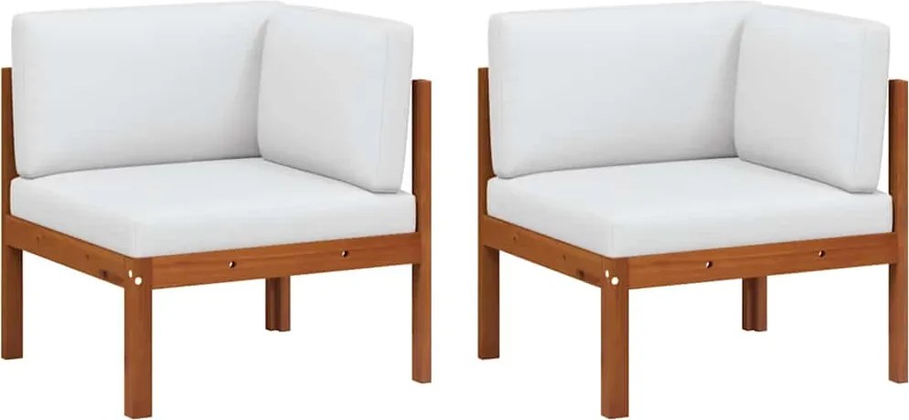 vidaXL Canapea de colț de grădină, 2 buc., cu perne, lemn de salcâm și frânghie