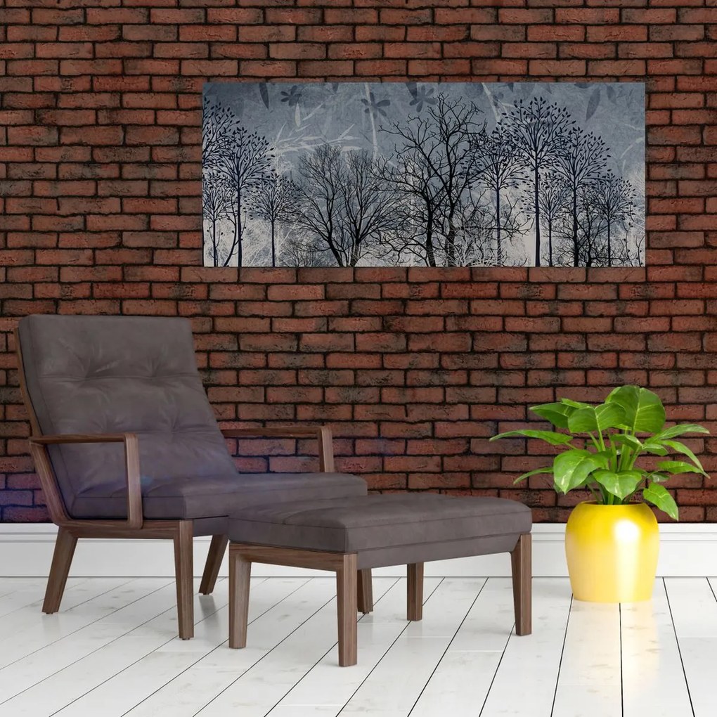 Tablou - Siluetă copac și frunze (120x50 cm)