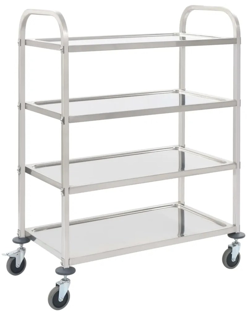 vidaXL Cărucior de bucătărie 4 niveluri 107x55x125 cm oțel inoxidabil