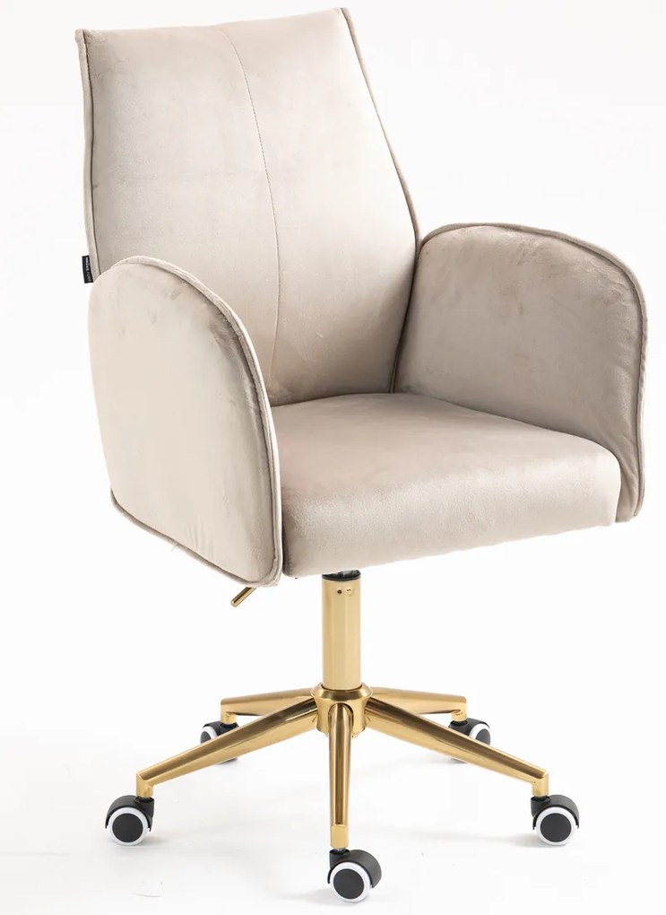 HR280K Scaun Latte din Catifea cu Bază Aurie
