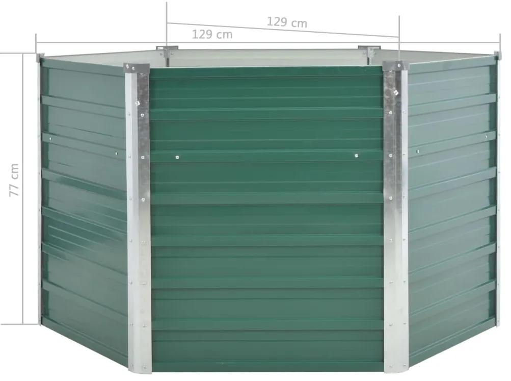 Strat inaltat de gradina, verde, 129x129x77 cm, otel galvanizat 1, Verde, 129 x 129 x 77 cm