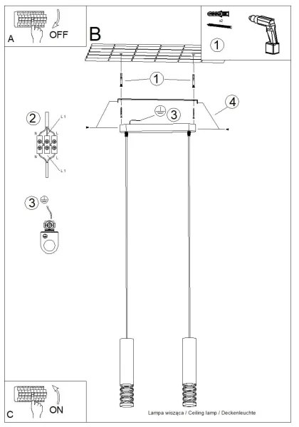 Lustră pe cablu Sollux SL.1687 LAMI 2xGU10/10W/230V alb