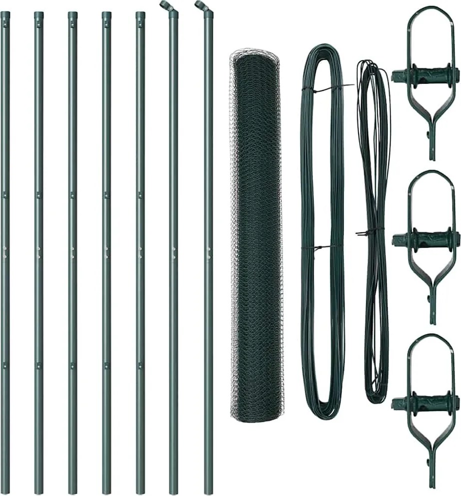 vidaXL Stâlp de gard. Verde 10 x 1,2 m (plasă de 13 mm) Oțel și PVC