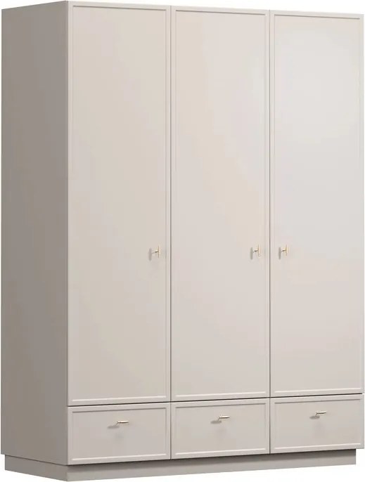 Dulap Lorini 150 cm cu rafturi - cașmir / mânere aurii T-bar