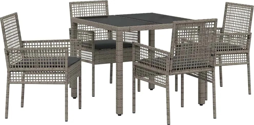vidaXL Set de masă pentru grădină 5 pcs Gri poliratan