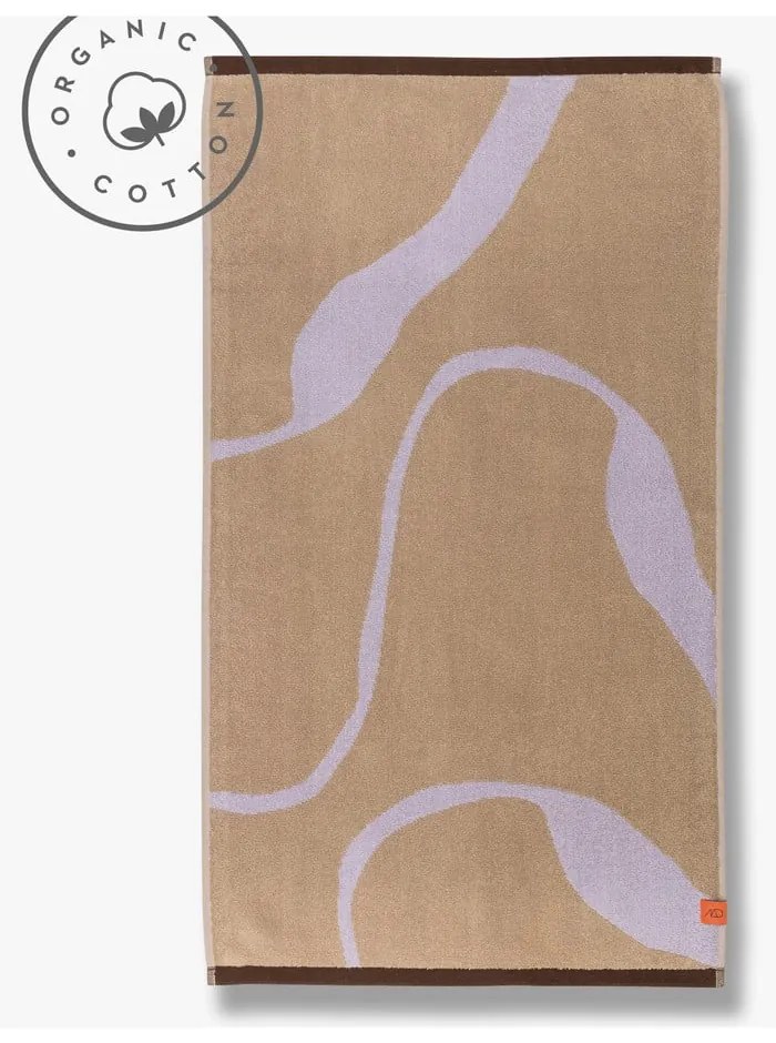 Prosop mov lavandă/maro deschis din bumbac organic 70x133 cm Nova Arte – Mette Ditmer Denmark
