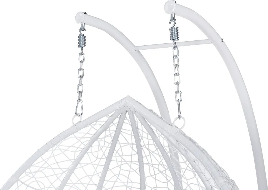 Fotoliu dublu suspendat, alb/model floral, DELIA
