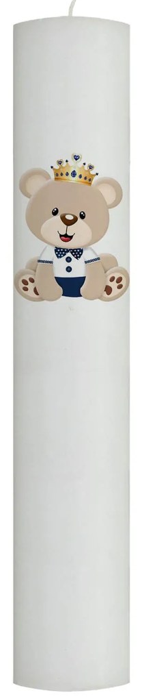 Lumanare Botez Ursulet cu coronita 5,5 cm, 40 cm