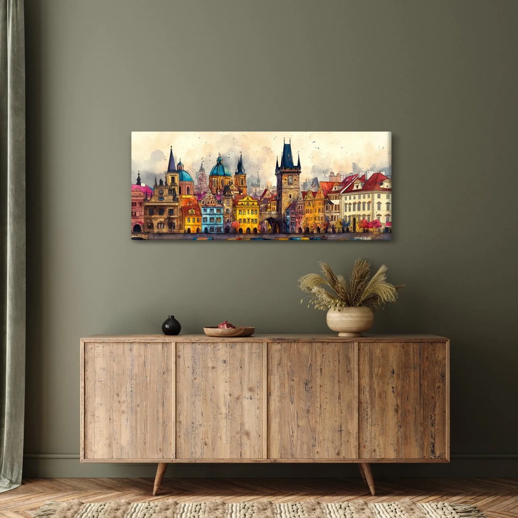 Tablou - Toamna în orașul pictat (120x50 cm)