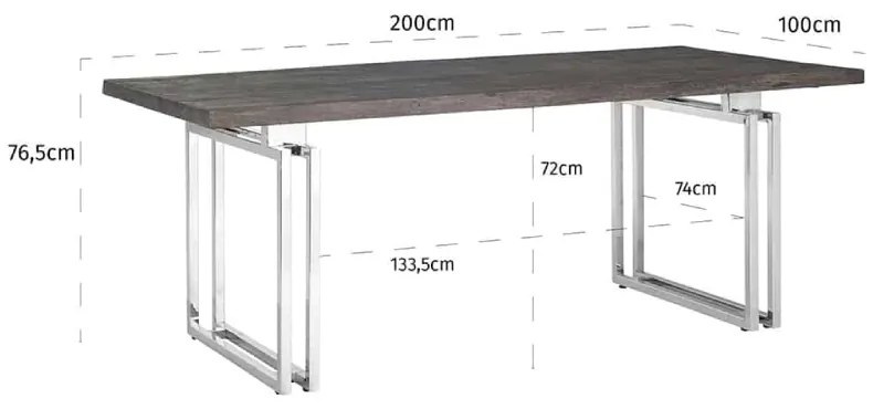 Masa dining maro argintie 200x100cm Tuxedo