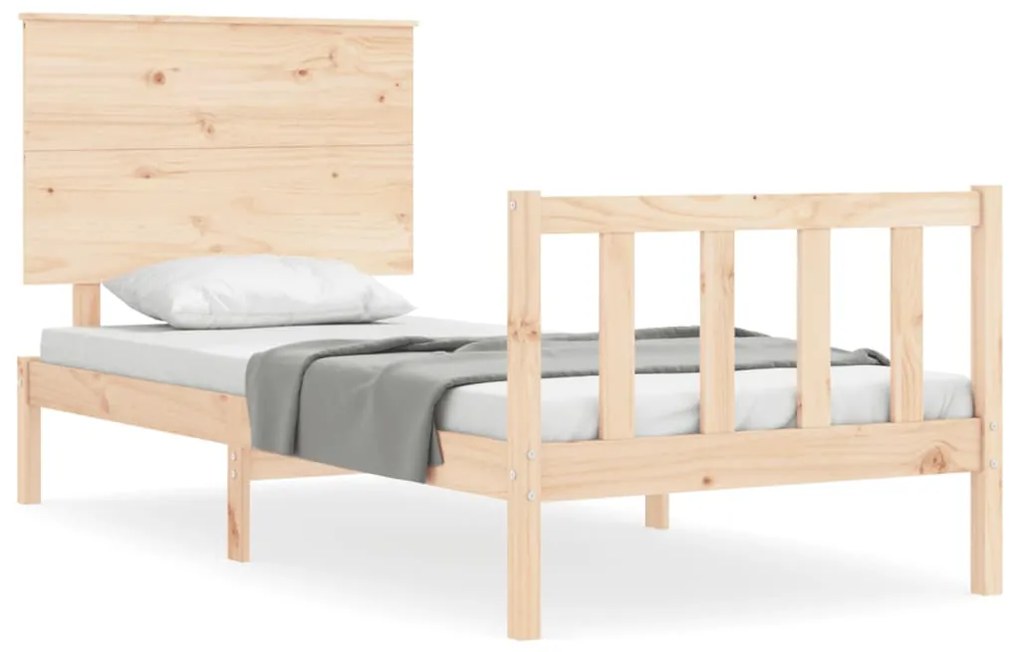3193361 vidaXL Cadru de pat cu tăblie single mic, lemn masiv