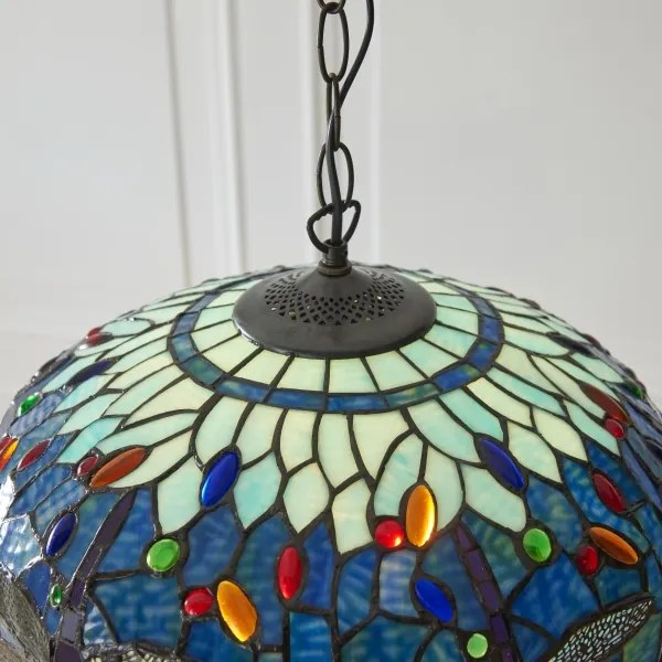 Endon 112195 - Lustră pe lanț Tiffany DRAGONFLY 1xE27/60W/230V Ø 41 cm