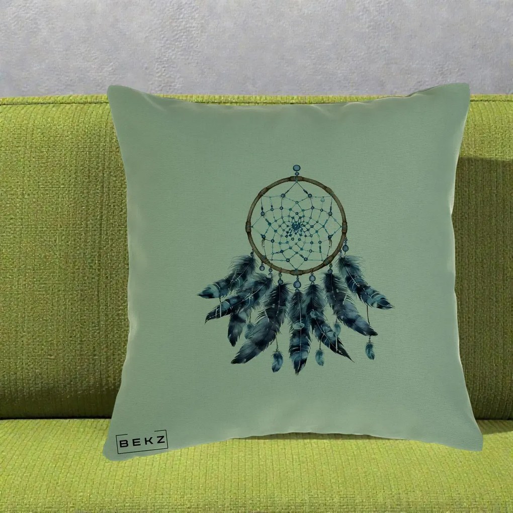 Perna Personalizata Prinzator de Vise cu Pene Albastre, 40x40 cm, Verde, Husa Detasabila, Perna Inclusa, BEKZ®