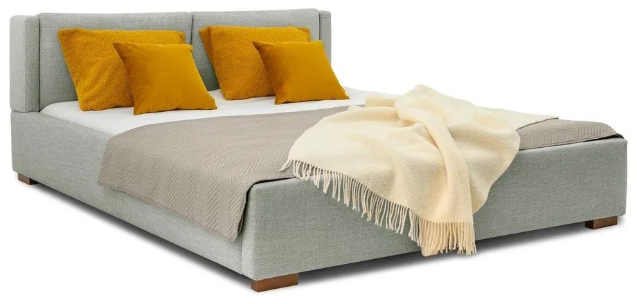 Pat matrimonial gri tapițat cu somieră 160x200 cm Dreamer – Scandic