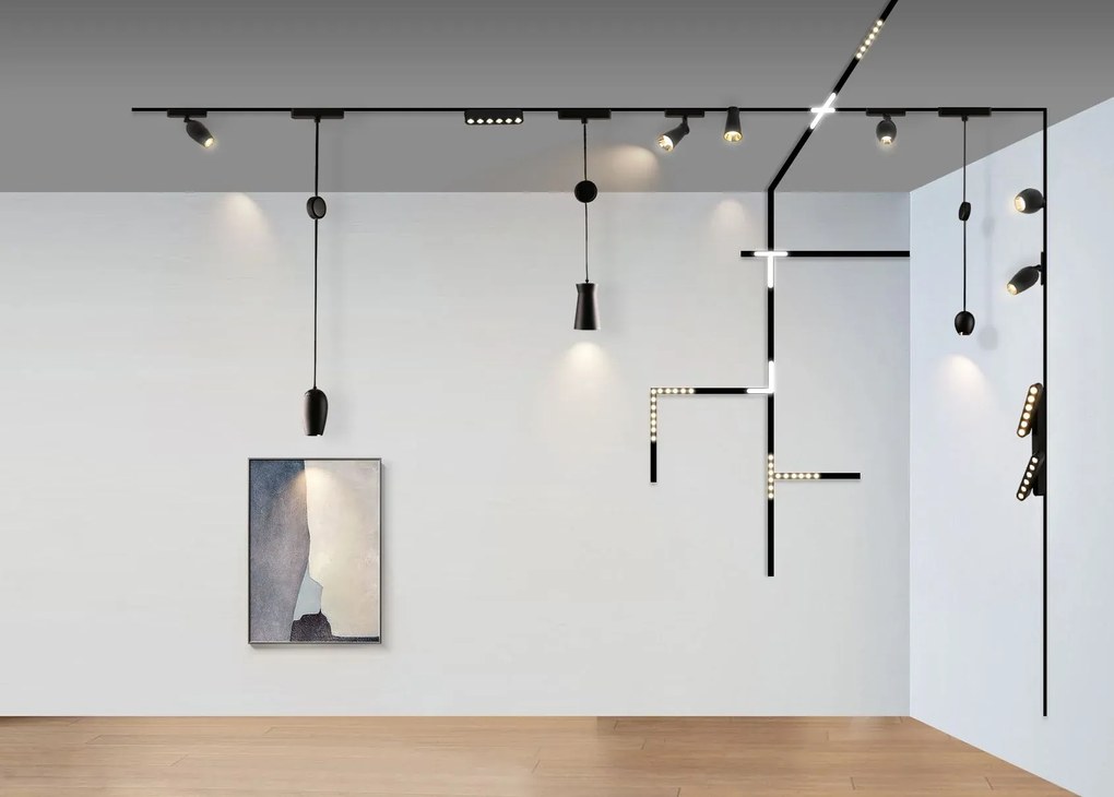 Grilă LED cu Sina Magnetică Aplicată, Lumina Neutră, 12W, Model S3, Negru – Soluție Modernă pentru Iluminat Eficient