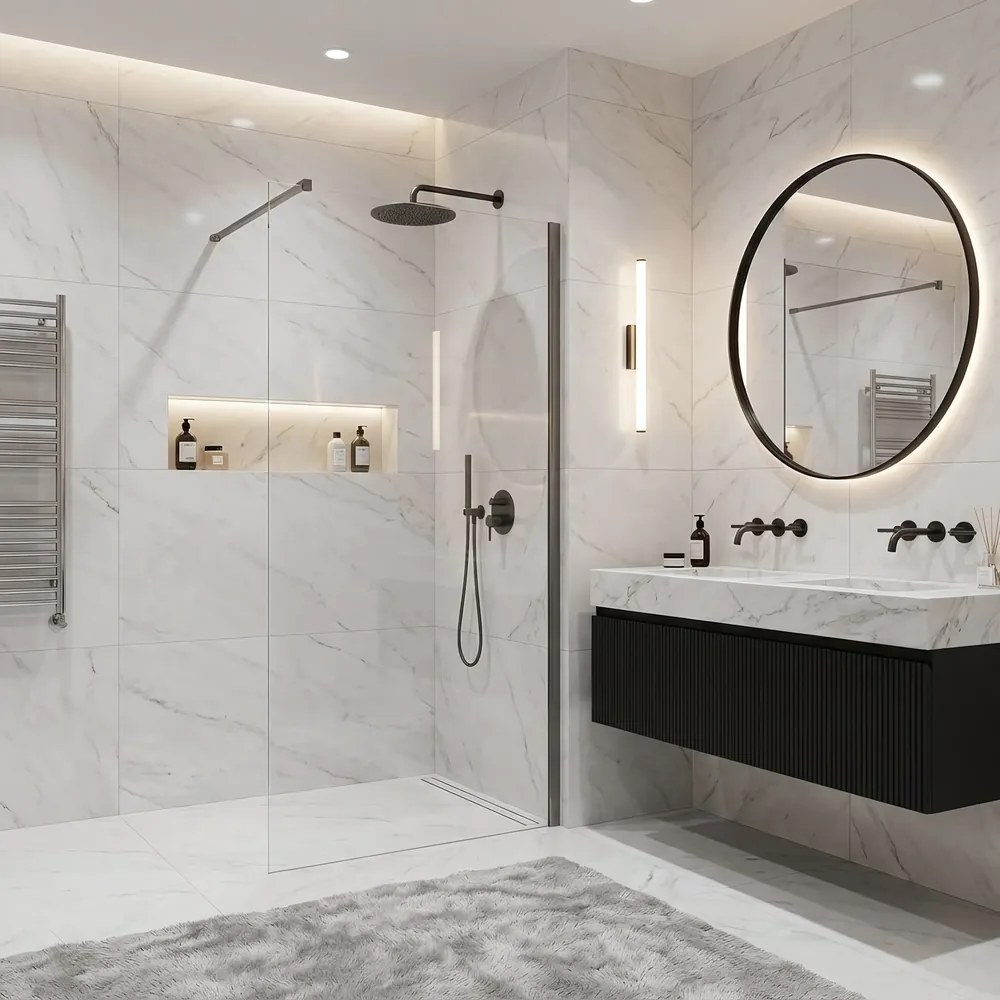 Paravan de dus Rea Flexi Transparent   Titan 90