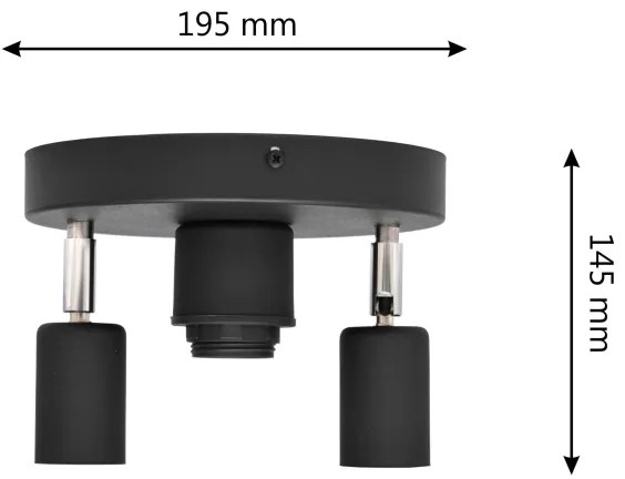 Spot CENTRO 3xE27/15W/230V negru