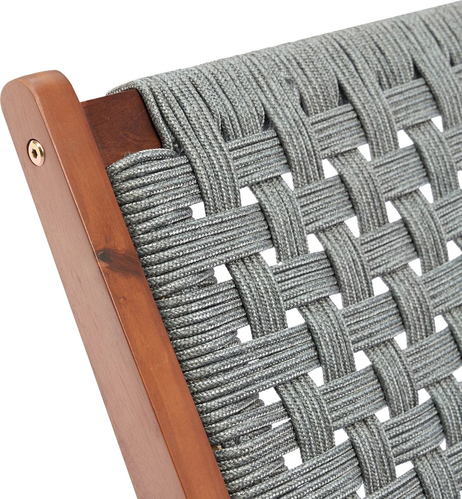 Outsunny Fotoliu de gradina cu suport pentru picioare - fotoliu de relaxare din lemn de acacia si rachita din polipropilena - natural, gri | Aosom Romania