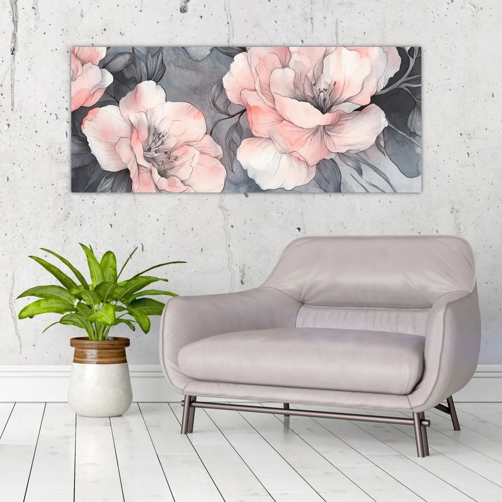 Tablou - Schiță de flori (120x50 cm)