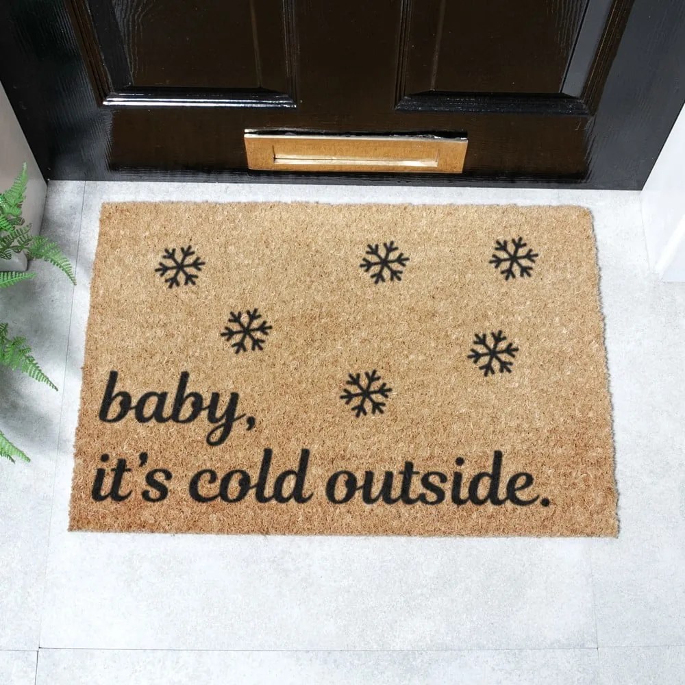 Covoraș de intrare din fibre de nucă de cocos 40x60 cm cu model de Crăciun Baby It's Cold Outside – Artsy Doormats